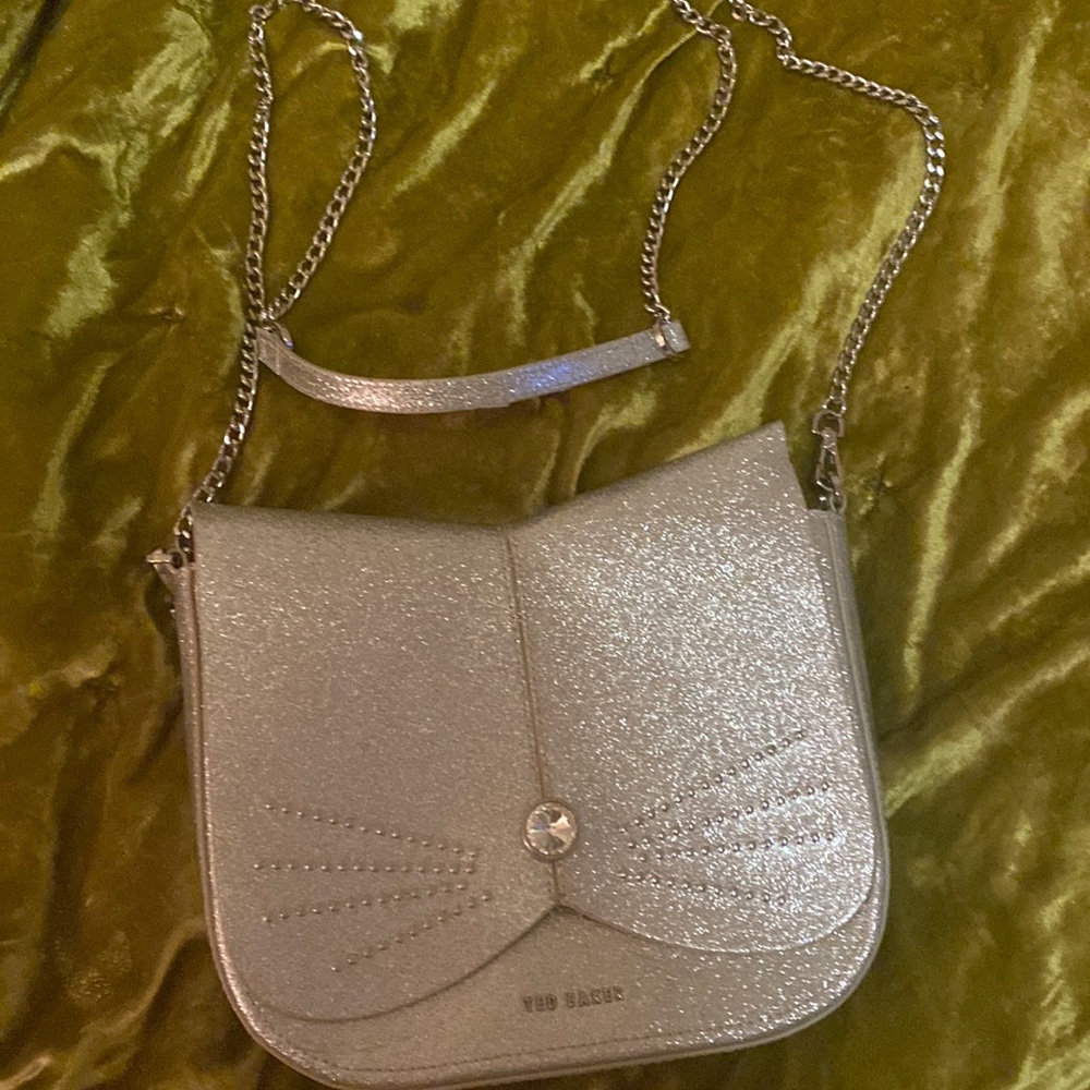 Ted Baker silver glitter studded cat purse